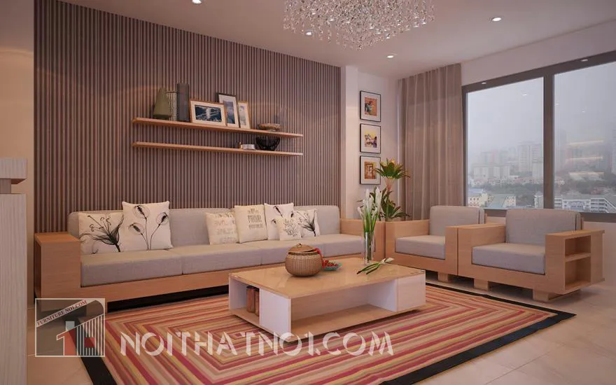 Lựa chọn nội thất phòng khách đẹp với mẫu sofa gỗ hiện đại